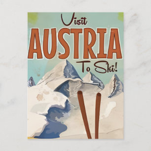 Vintage Reizen Oostenrijk winter skigebied kunst Briefkaart