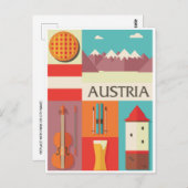 Vintage Reizen Oostenrijk winter waterverf Briefkaart (Voorkant / Achterkant)