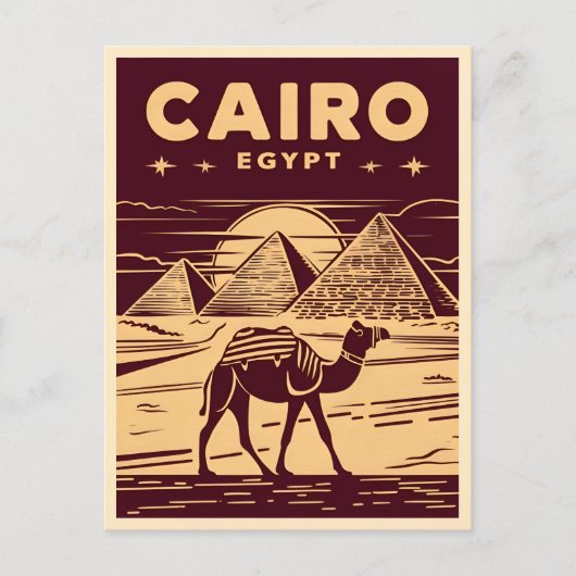 Vintage Reizen Oude Egypte Pyramide Retro Graphic Briefkaart (Voorkant)