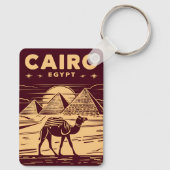 Vintage Reizen Oude Egypte Pyramide Retro Graphic Sleutelhanger (Achterkant)