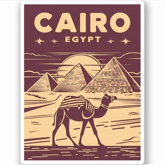 Vintage Reizen Oude Egypte Pyramide Retro Graphic Sticker (Voorkant)