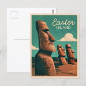 Vintage Reizen Paaseiland Moai Beelden Retro Briefkaart (Voorkant / Achterkant)