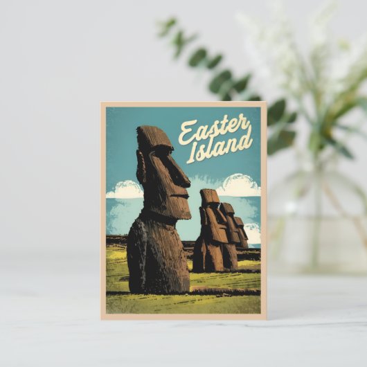Vintage reizen Paaseiland Retro Graphic Briefkaart (Staand voorkant)