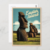 Vintage reizen Paaseiland Retro Graphic Briefkaart (Voorkant / Achterkant)