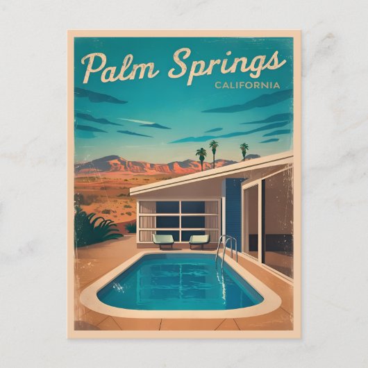 Vintage reizen Palm Springs Californië Schilderach Briefkaart (Voorkant)