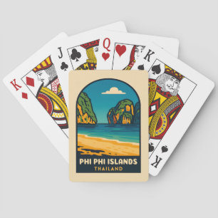 Vintage Reizen Phi Phi Eilanden Thailand Beach Pokerkaarten