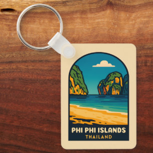 Vintage Reizen Phi Phi Eilanden Thailand Beach Sleutelhanger