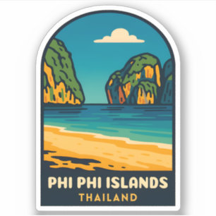 Vintage Reizen Phi Phi Eilanden Thailand Beach Sticker