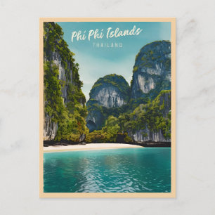 Vintage Reizen Phi Phi Eilanden Thailand Retro Briefkaart
