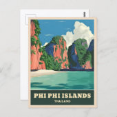 Vintage Reizen Phi Phi Eilanden Thailand Seaside Briefkaart (Voorkant / Achterkant)