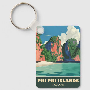 Vintage Reizen Phi Phi Eilanden Thailand Seaside Sleutelhanger