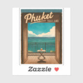 Vintage Reizen Phuket Thailand Retro Schilderachti Sticker (Vel)
