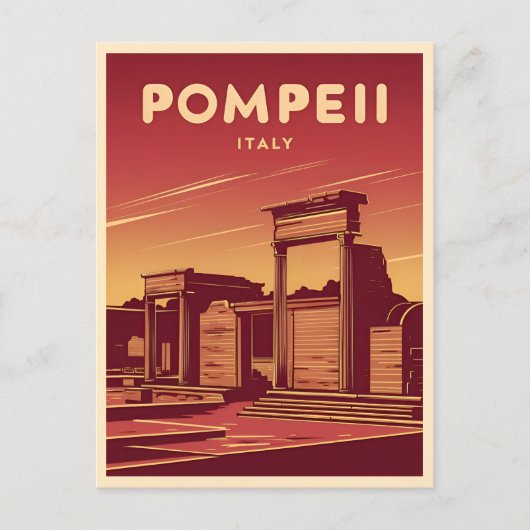 Vintage Reizen Pompeii Italië Retro Graphic Briefkaart (Voorkant)