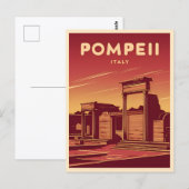 Vintage Reizen Pompeii Italië Retro Graphic Briefkaart (Voorkant / Achterkant)