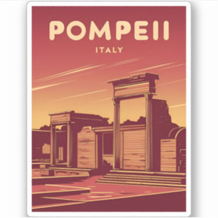 Vintage Reizen Pompeii Italië Retro Graphic Sticker