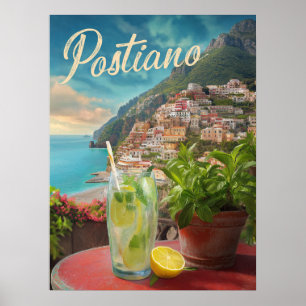 Vintage reizen Positano Italië Retro Schilderachti Poster