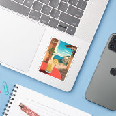 Vintage reizen Positano Italië Retro Schilderachti Sticker (Laptop met iPhone)