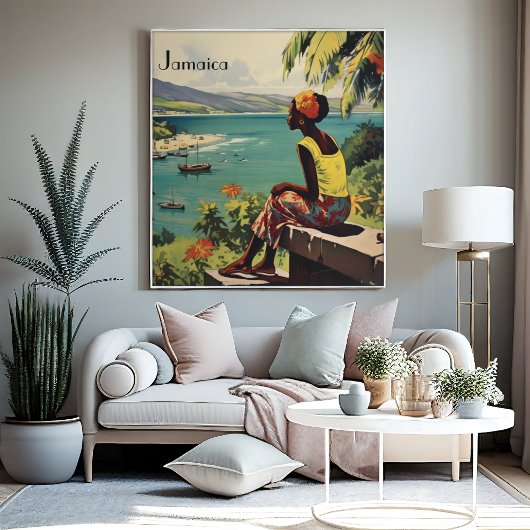 Vintage Reizen Poster Jamaicaanse vrouw Canvas Afdruk