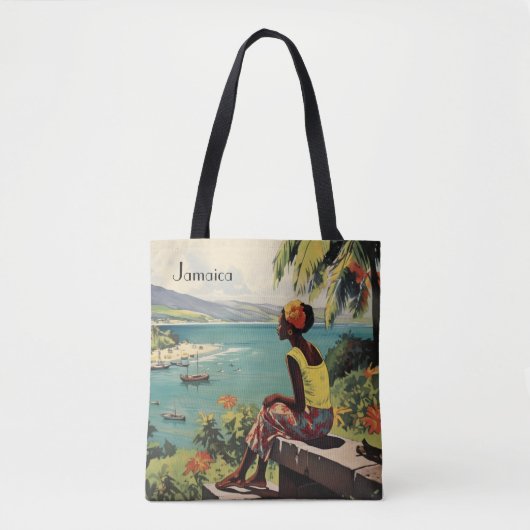 Vintage Reizen Poster Jamaicaanse vrouw Tote Bag (Voorkant)