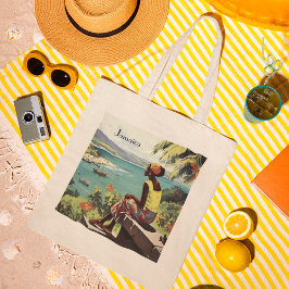 Vintage Reizen Poster Jamaicaanse vrouw Tote Bag