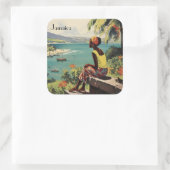Vintage Reizen Poster Jamaicaanse vrouw Vierkante Sticker (Tas)