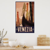 Vintage Reizen Poster met een gracht in Venetië (Keuken)