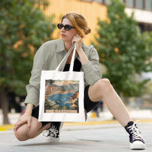 Vintage Reizen Poster met uitzicht op Monaco haven Tote Bag