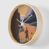 Vintage Reizen Poster met uitzicht over de bergen (Hoek)