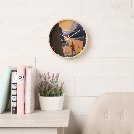 Vintage Reizen Poster met uitzicht over de bergen (Leeskamer)