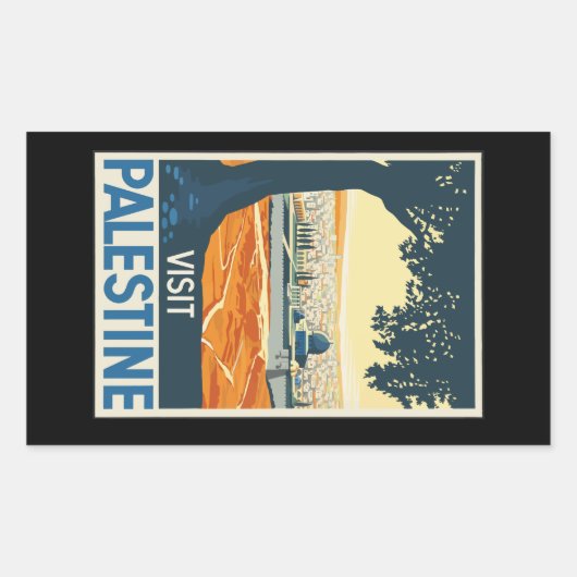 Vintage-reizen-Poster-Palestina Rechthoekige Sticker (Voorkant)