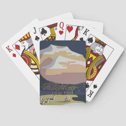 Vintage Reizen Poster Promoting Reizen naar Montan Pokerkaarten (Achterkant)