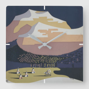 Vintage Reizen Poster Promoting Reizen naar Montan Vierkante Klok