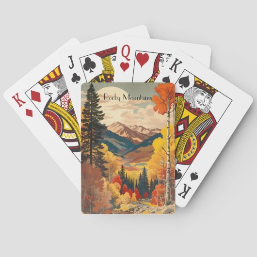Vintage Reizen Poster Rocky Mountains Pokerkaarten (Achterkant)