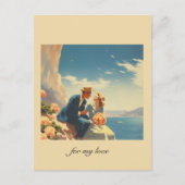 Vintage Reizen Poster, Valentijn aanpasbaar Briefkaart (Voorkant)
