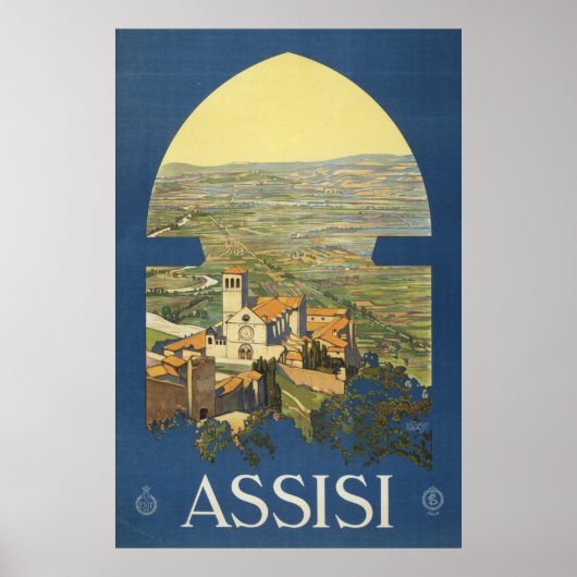 Vintage Reizen Poster van Assisi, Italië (Voorkant)