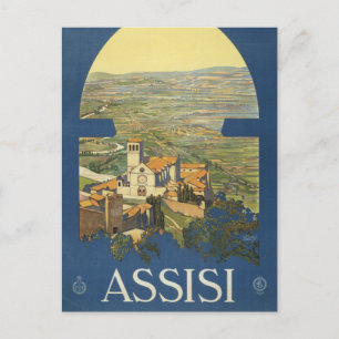 Vintage Reizen Poster van Assisi, Italië Briefkaart