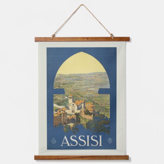 Vintage Reizen Poster van Assisi, Italië Hangend Wandkleed (Voorkant)