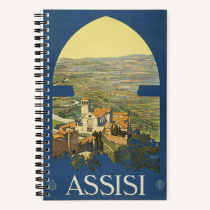 Vintage Reizen Poster van Assisi, Italië Notitieboek