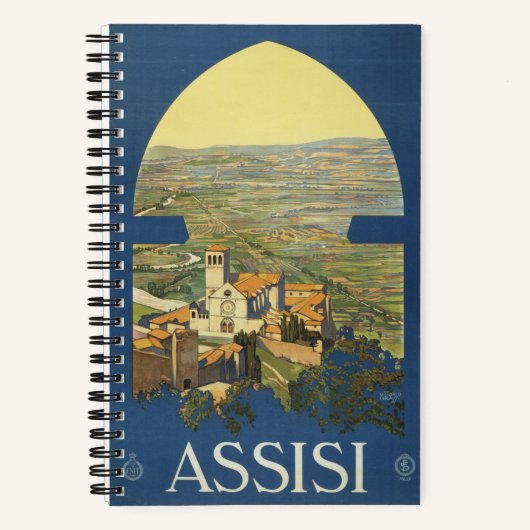 Vintage Reizen Poster van Assisi, Italië Notitieboek (Voorkant)