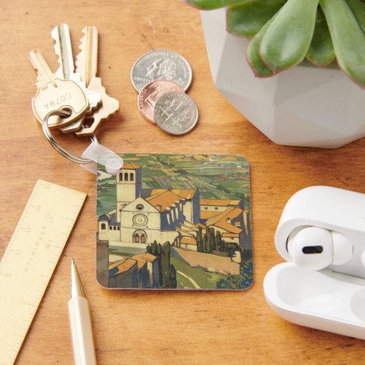 Vintage Reizen Poster van Assisi, Italië Sleutelhanger (Bureau)