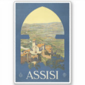 Vintage Reizen Poster van Assisi, Italië Sticker (Voorkant)