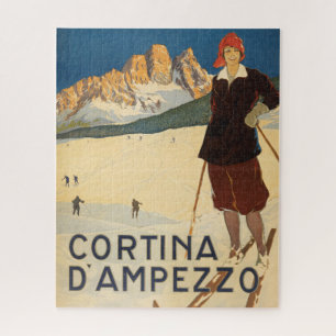 Vintage Reizen Poster van Cortina d'Ampezzo, Itali Legpuzzel
