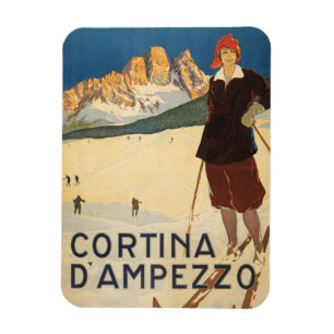 Vintage Reizen Poster van Cortina d'Ampezzo, Itali Magneet