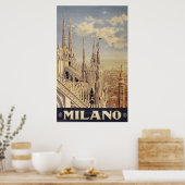 Vintage Reizen Poster van de kathedraal in Milaan, (Keuken)