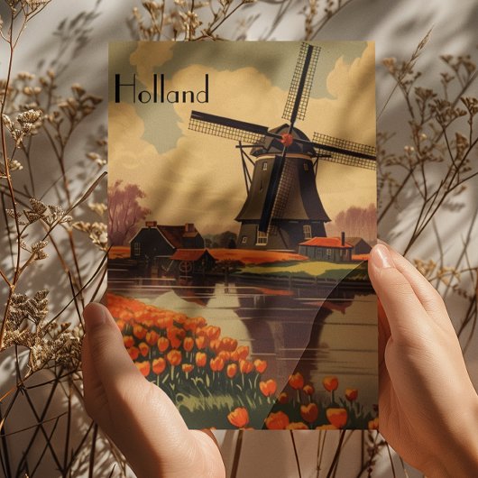 Vintage Reizen Poster van Nederland Briefkaart