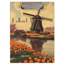 Vintage Reizen Poster van Nederland, tulpen en mol