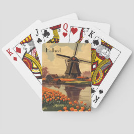 Vintage Reizen Poster van Nederland, tulpen en mol Pokerkaarten