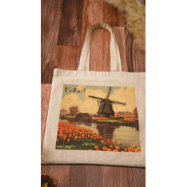 Vintage Reizen Poster van Nederland, tulpen en mol Tote Bag