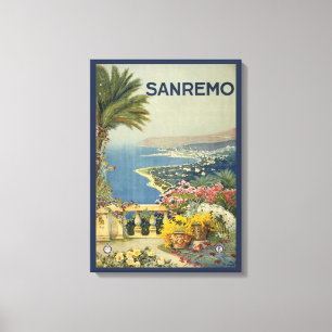 Vintage Reizen Poster van San Remo vanaf een terra Canvas Afdruk