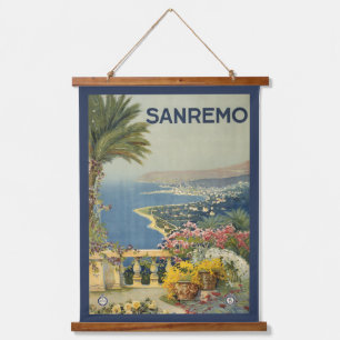 Vintage Reizen Poster van San Remo vanaf een terra Hangend Wandkleed